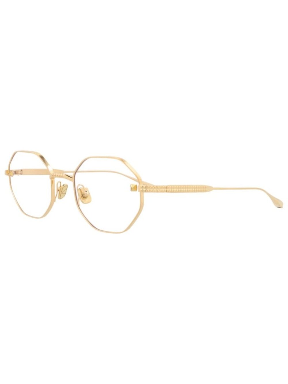 New Valentino Women's Eyeglasses Round Oval Metal Frame Gold Gold Transparent